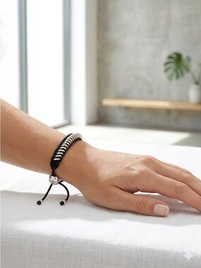 Links of London Sterling Silver & Black Woven Cord Friendship Bracelet